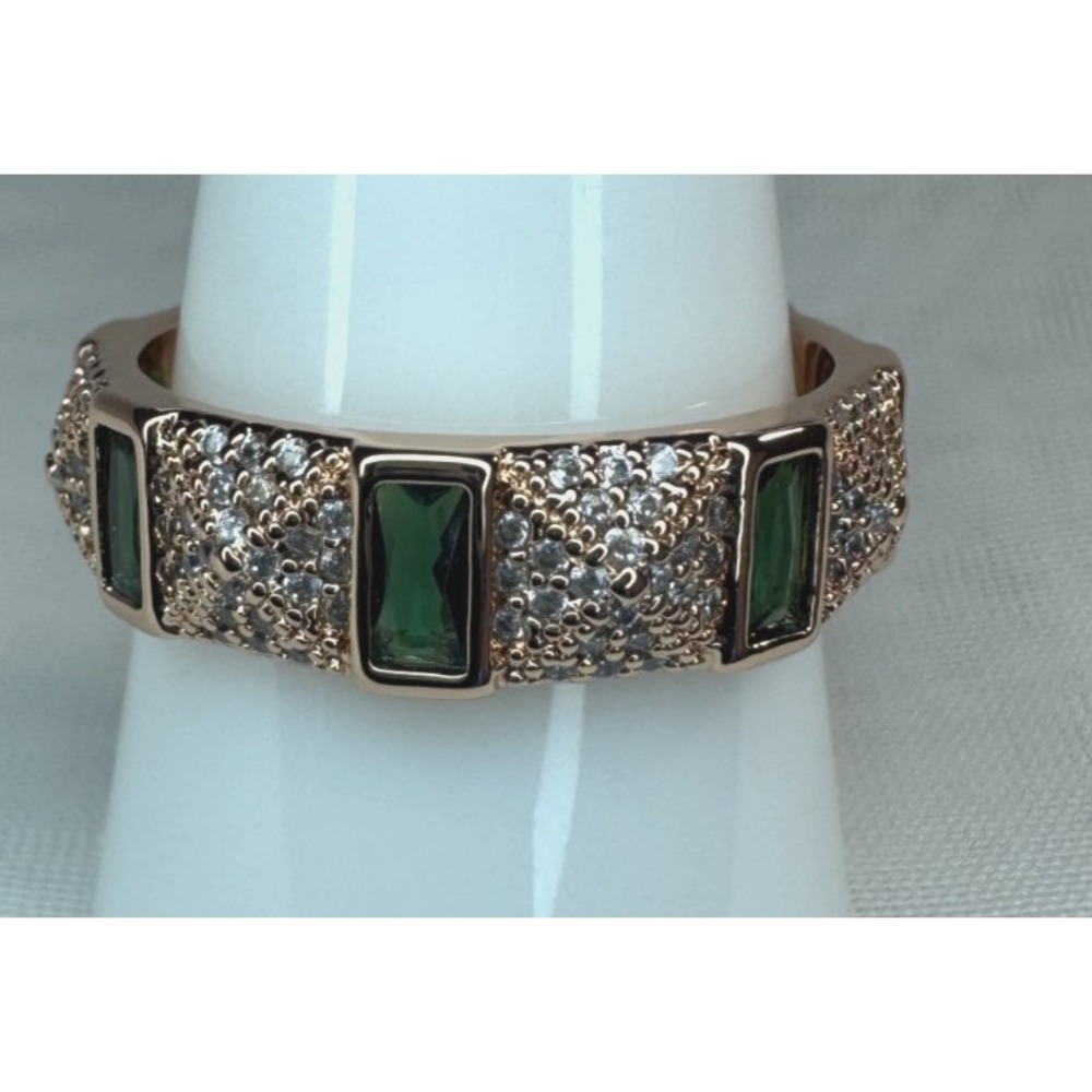 Size 11 Bomb Party May Ring - RG86756  Sparkle And Sage - Emerald on Rose Gold